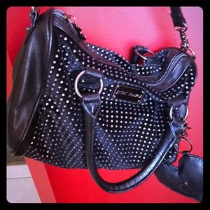 Betsey Johnson Black purse with rhinestone accent